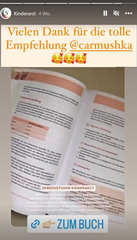 Instagram Story carmushka Sprechstunde Kinderarzt